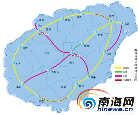 海南高速公路规划示意图(来源:南国都市报)