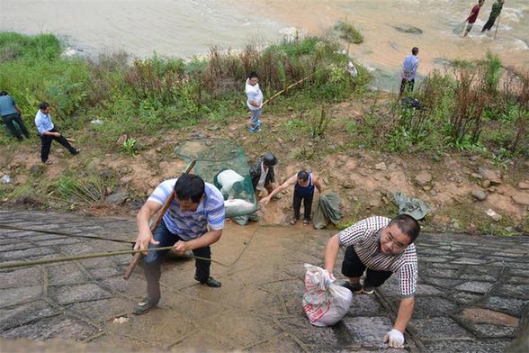 虽说经过降雨之后天气还是有些微凉，但是也阻挡不了大家捕鱼的劲头。