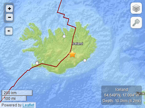 冰島東南部發(fā)生5.1級(jí)地震震源深度10公里
