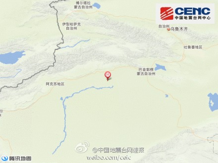 新疆阿克苏库车县发生3.3级地震震源深度8千米