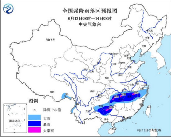 全國(guó)降雨落區(qū)預(yù)報(bào)圖