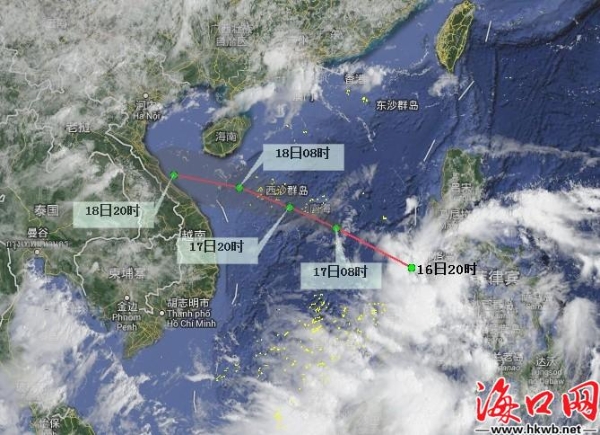 南海热带低压将于16日前后生成 海南岛局地大暴雨海口网 8807