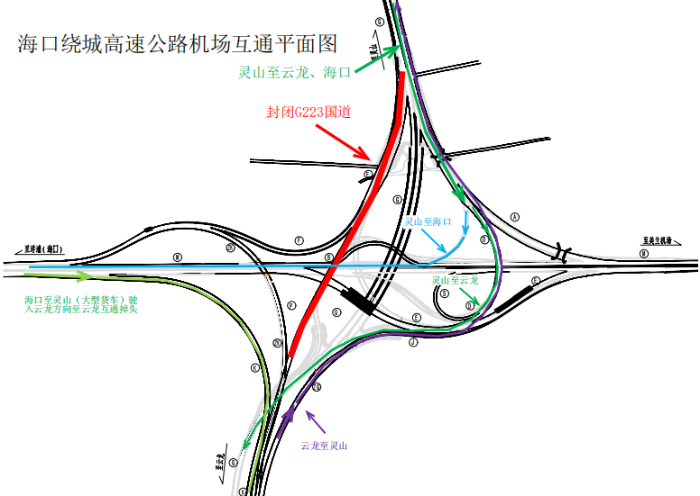 路况直播223国道绕城高速机场互通路段灵山往云龙方向封闭施工截至19