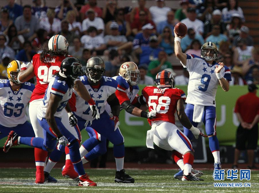 当日,美国职业橄榄球大联盟(nfl)全明星赛"职业碗"在夏威夷举行.