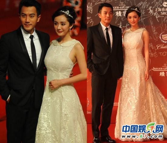 杨幂刘恺威婚礼服惊艳上影节