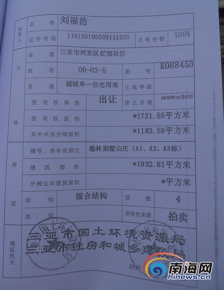 上访人刘福浩提供的合法房屋房产权证.