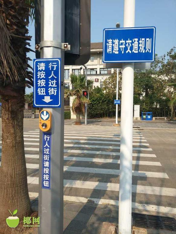你决定红绿灯   海口长滨一路安装了"自助式人行过街红绿灯"轻点按钮