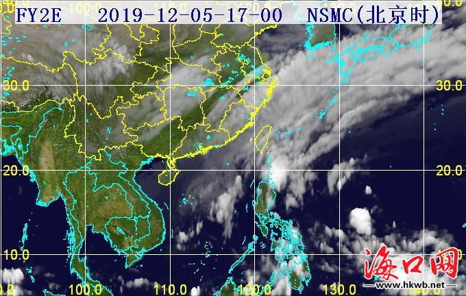 5日17时三维红外卫星云图.(图片来源:海南省气象局)