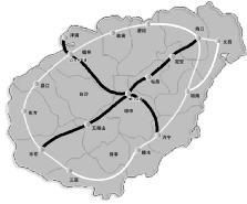 当代海南"十"字型高速公路规划图 欧文苑 制图