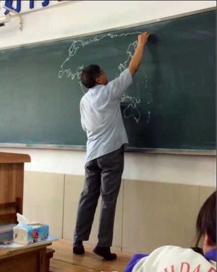 中学历史老师手绘世界地图被称"神技"